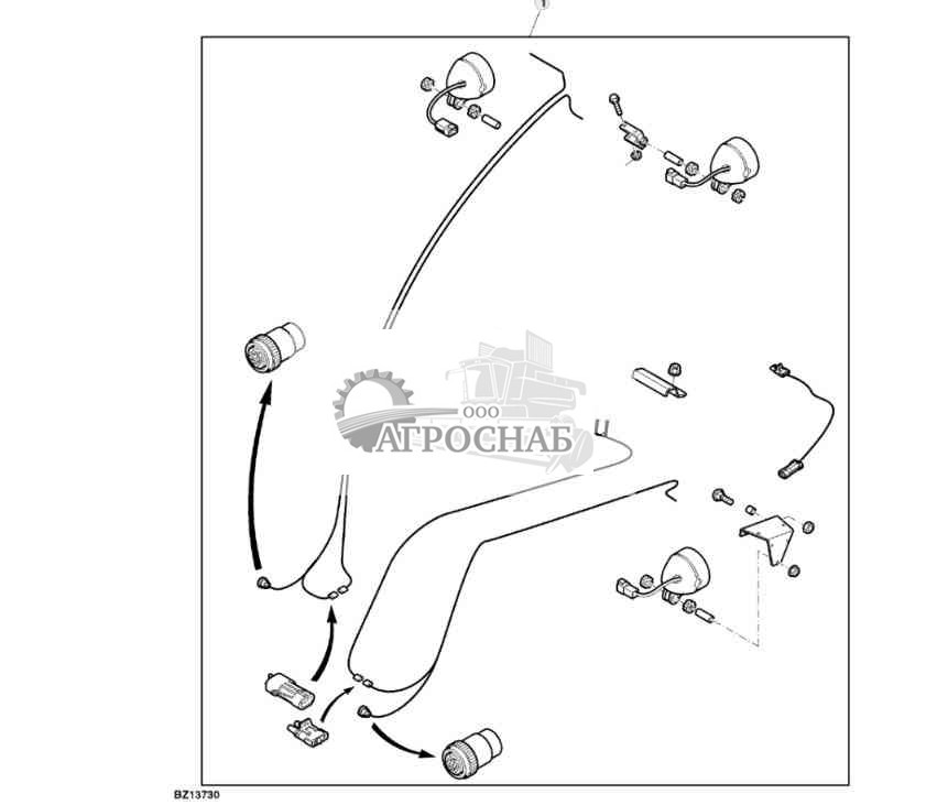 Навесное оборудование, второй рабочий фонарь, лоток 